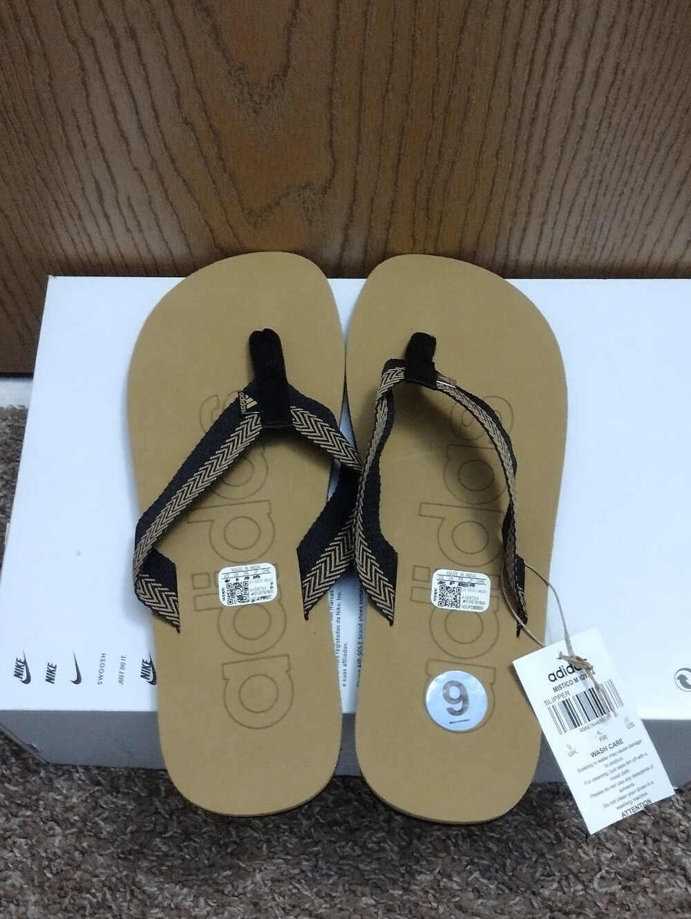 ADIDAS  BEACH POOL FLIP-FLOPS SANDAL MEN'S  SIZE 9 TAN NWT